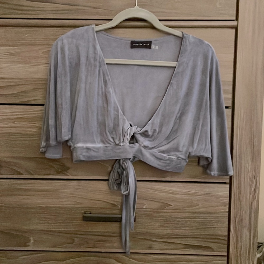 Grey blue crop top